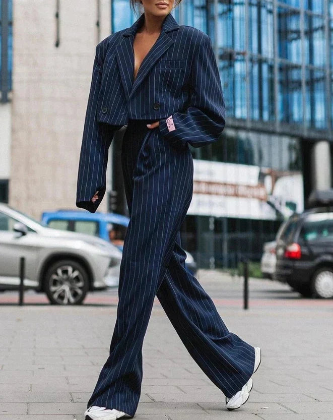 Margery Set | Vrouwen Gestreepte Blazer & Broek Set