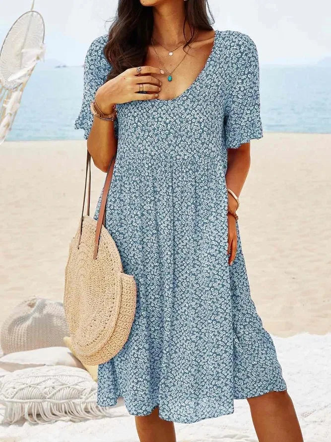 Women's Summer Floral Print Midi Dress