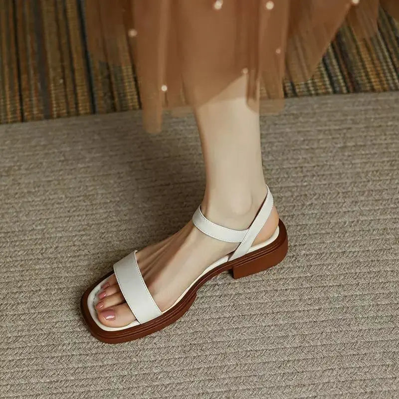 Dames Platte Open Teen Sandalen met Ba