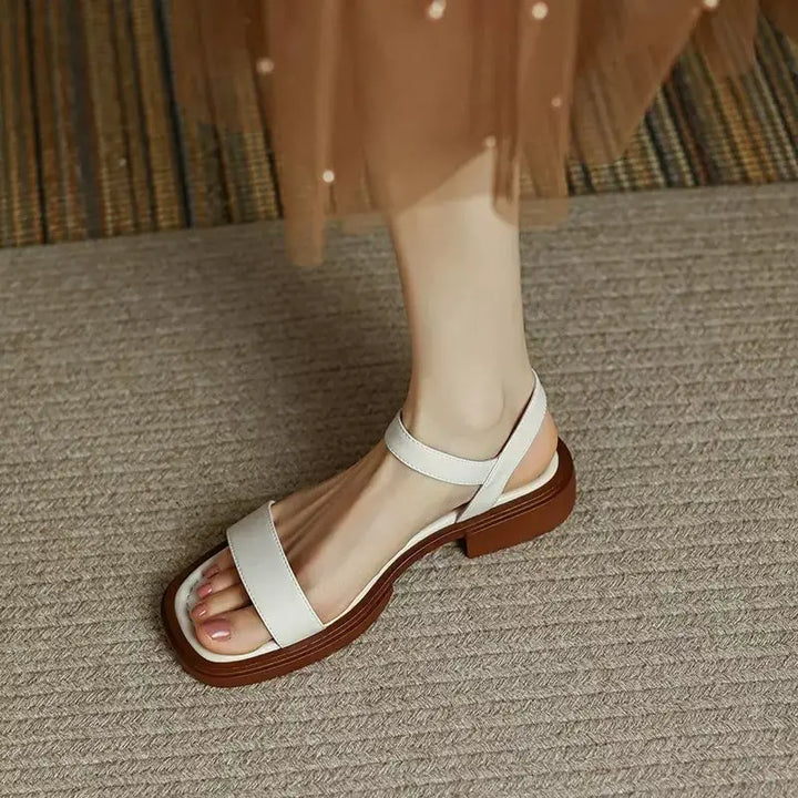 Dames Platte Open Teen Sandalen met Ba