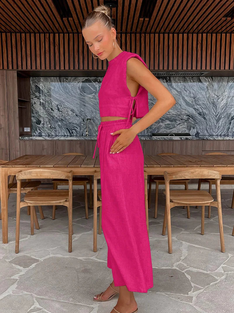 Maudie Set | Dames Tweedelige Crop Top & Broek Set