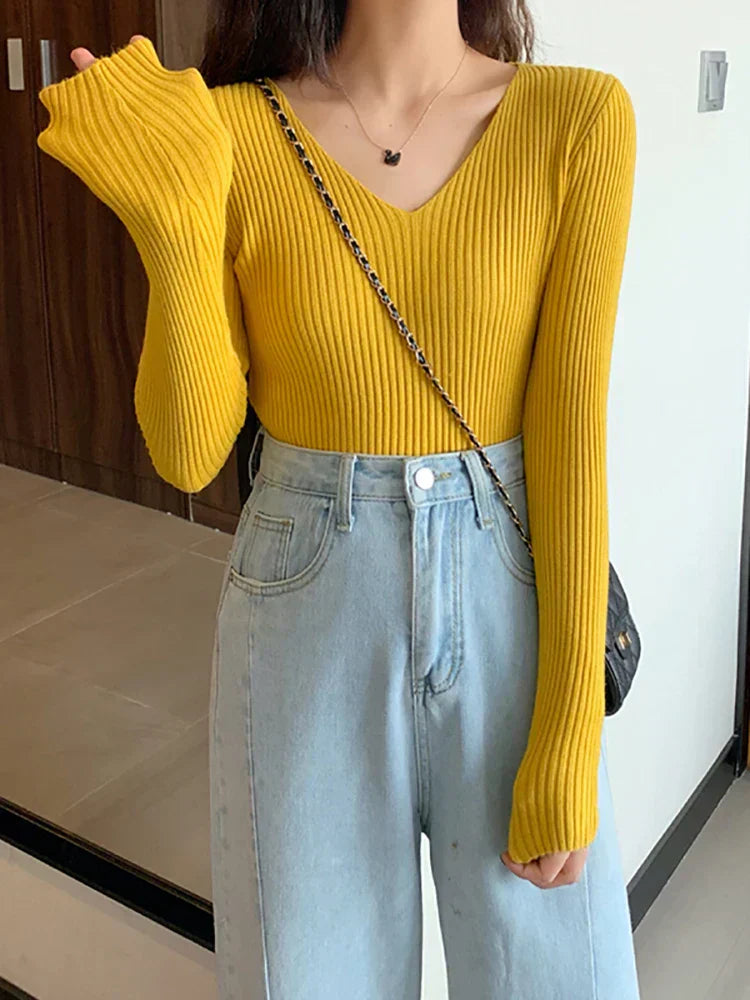 Xara Jumper | Dames Herfst Slim Geribde Gebreide Jumper