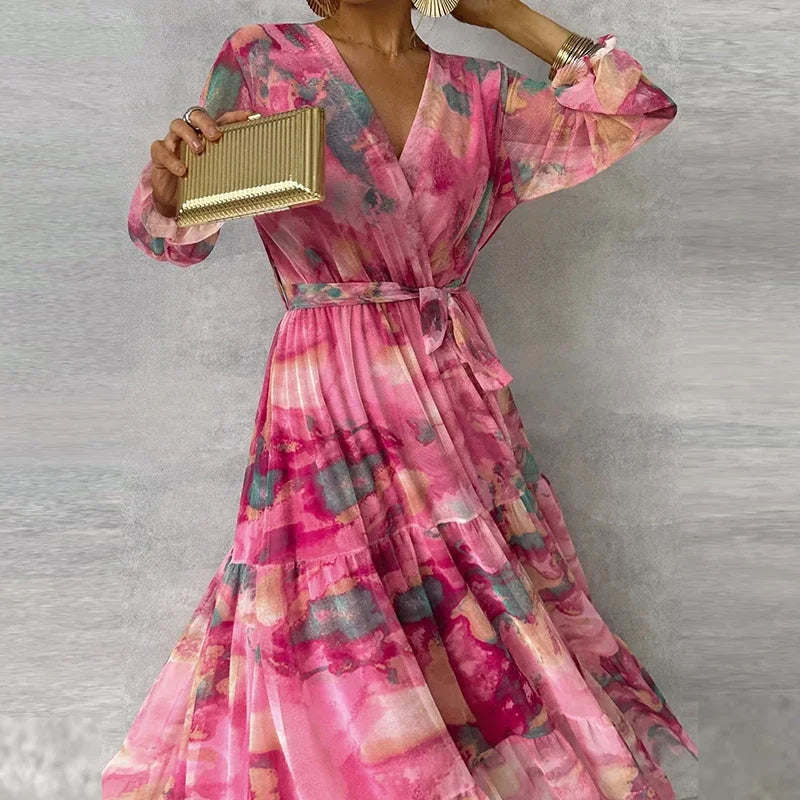 Dames Maxi Jurk Handgemaakt Bloemenprint