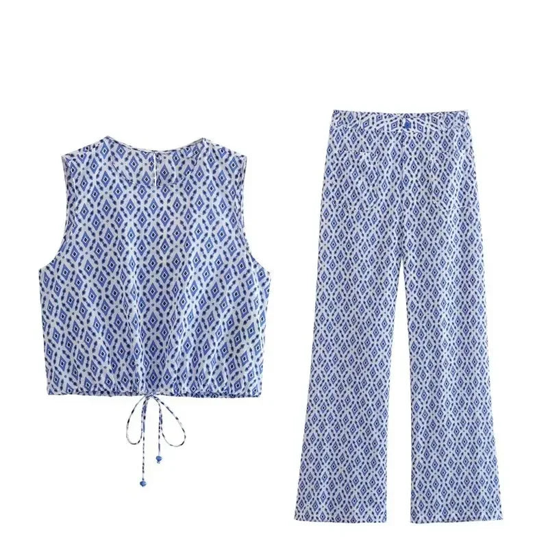 Michaela Set | Chique Print Top en Broek Set