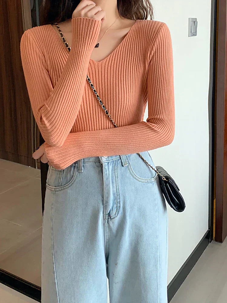 Xara Jumper | Dames Herfst Slim Geribde Gebreide Jumper