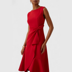 Dames Midi Jurk met Ruffle Zoom en Wikkel Detail