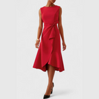 Dames Midi Jurk met Ruffle Zoom en Wikkel Detail