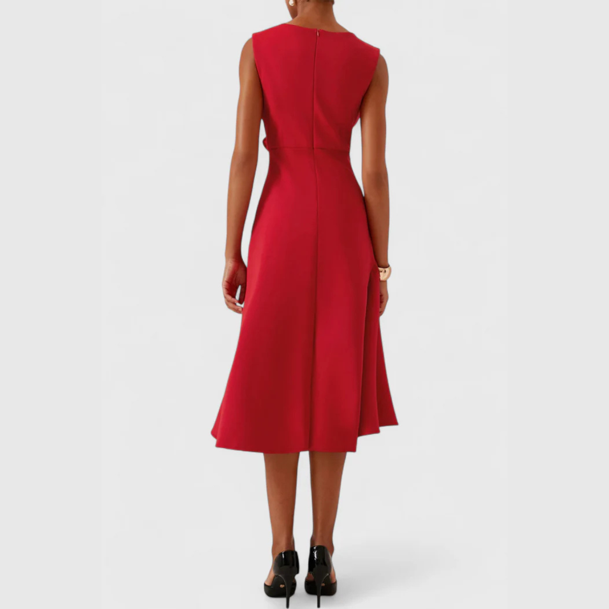 Dames Midi Jurk met Ruffle Zoom en Wikkel Detail