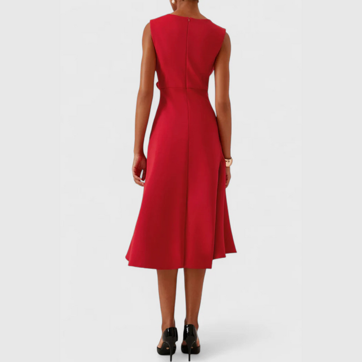 Dames Midi Jurk met Ruffle Zoom en Wikkel Detail