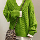 Vanda Jumper | Dames Herfst Kabelgebreide Jumper met V-hals en Chunky Textuur
