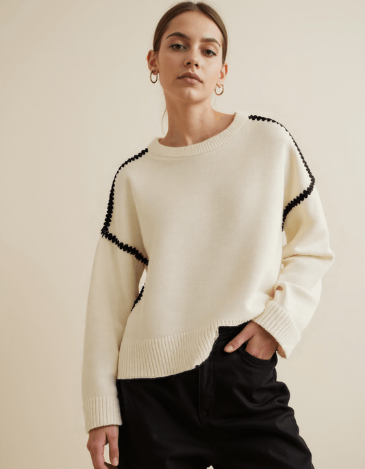 Wednesday Trui | Dames Herfst Gebreide Trui met Geborduurd Design