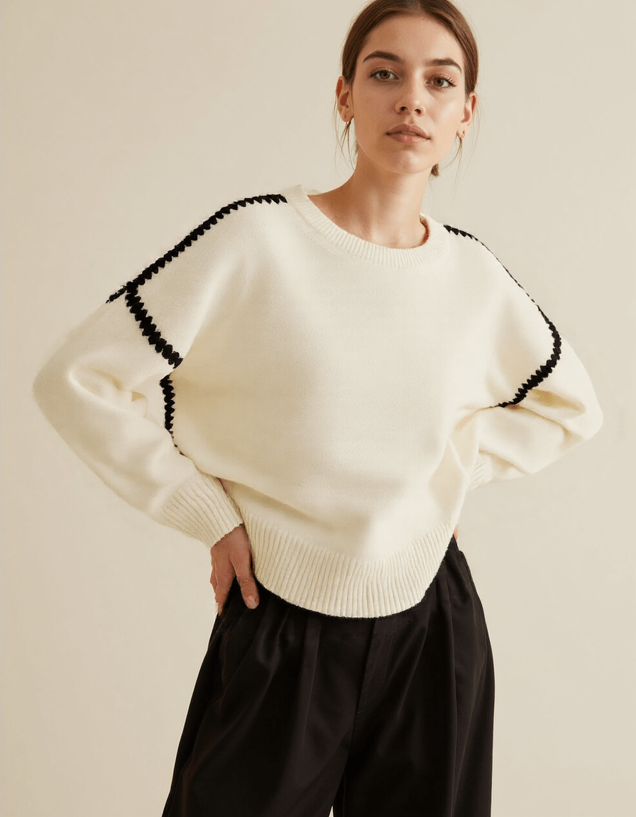 Wednesday Trui | Dames Herfst Gebreide Trui met Geborduurd Design