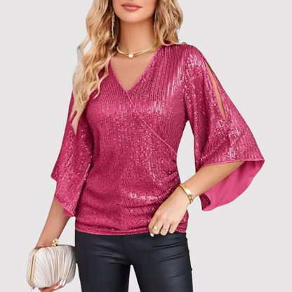 Rachelle Top | Casual Sequin V-Hals Top