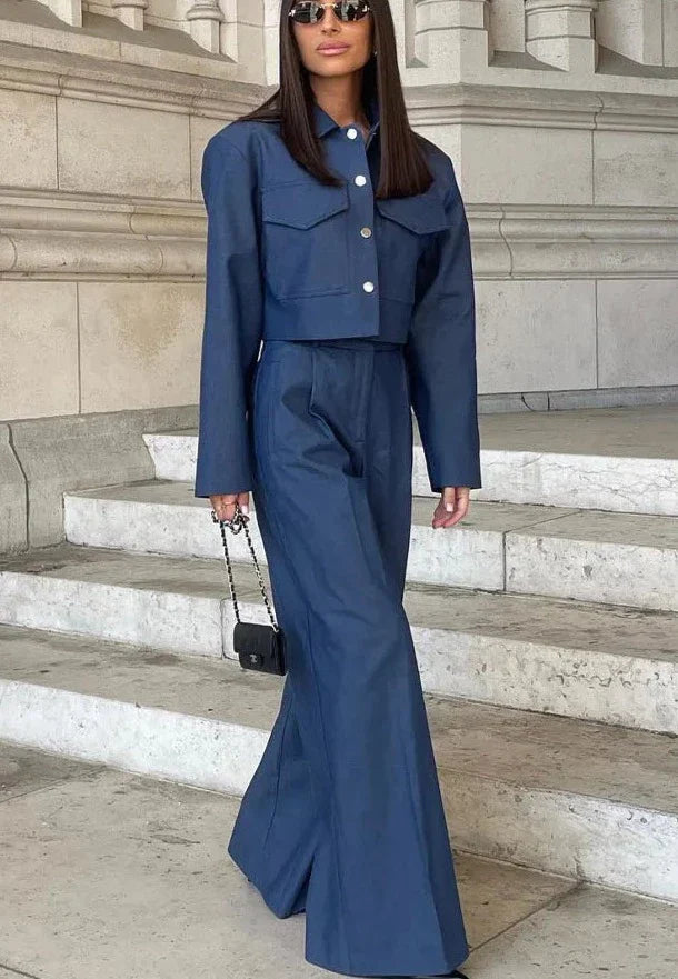 Malaya Set | Vrouwen Zachte Denim Jas en Broek Set