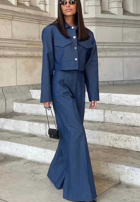 Malaya Set | Vrouwen Zachte Denim Jas en Broek Set