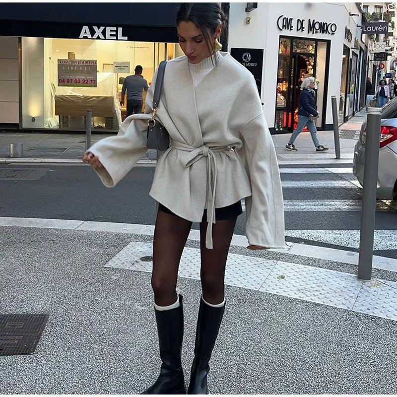 Xenya Jas | Dames Herfst Overslagjas met Ceintuur