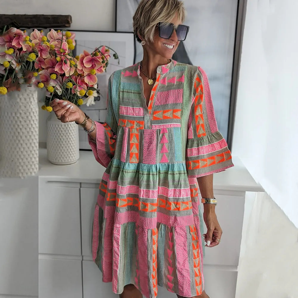 Dames Elegante Lente Midi Jurk