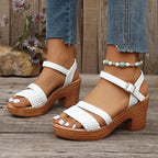 Dames Gevlochten Bandjes Sandalen met Blokhak