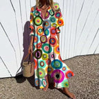 Dames Bloemenprint Maxi Jurk Lange Mouwen