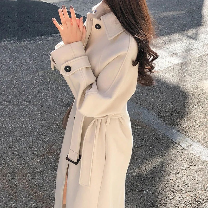 Wanda Jas | Dames Herfst Elegante Trenchcoat met Ceintuur