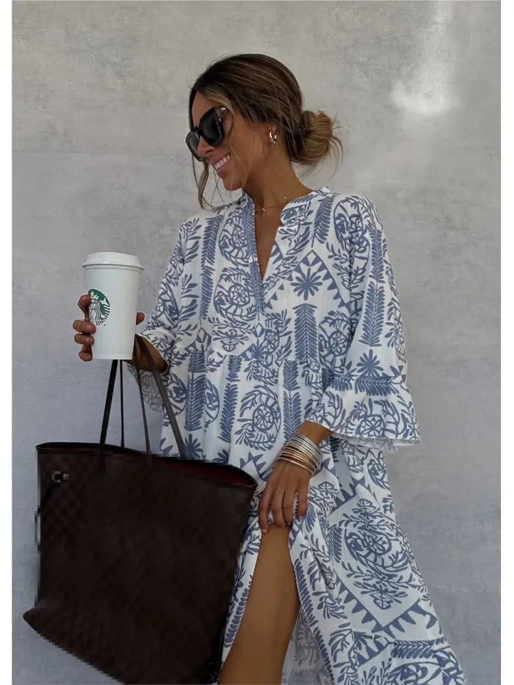 Dames Tribal Midi Jurk Relaxed Fit