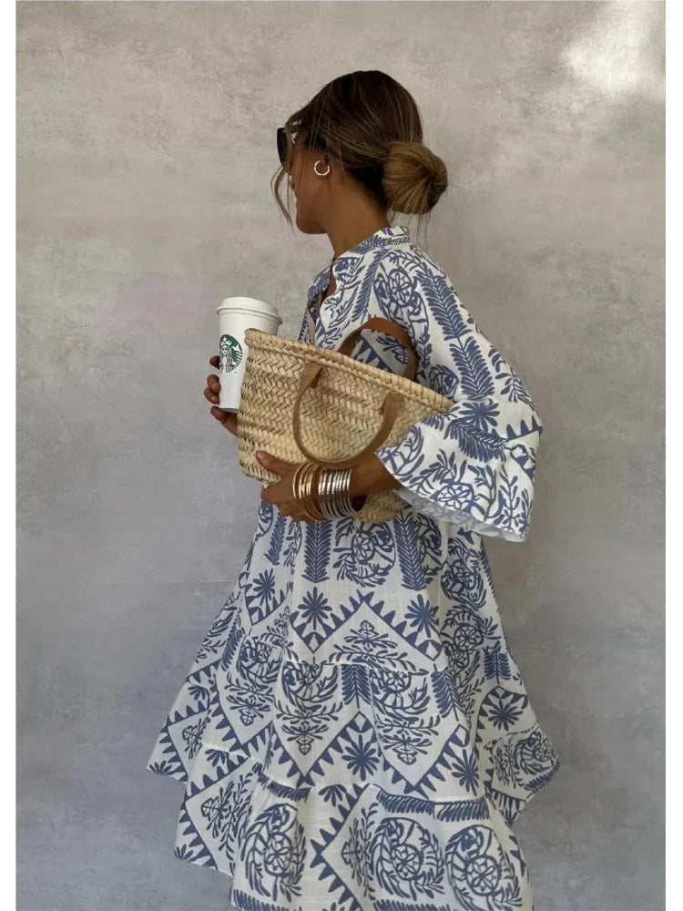 Dames Tribal Midi Jurk Relaxed Fit