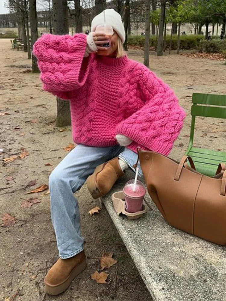 Cameron Trui | Dames Herfst Gebreide Kabeltrui Jurk