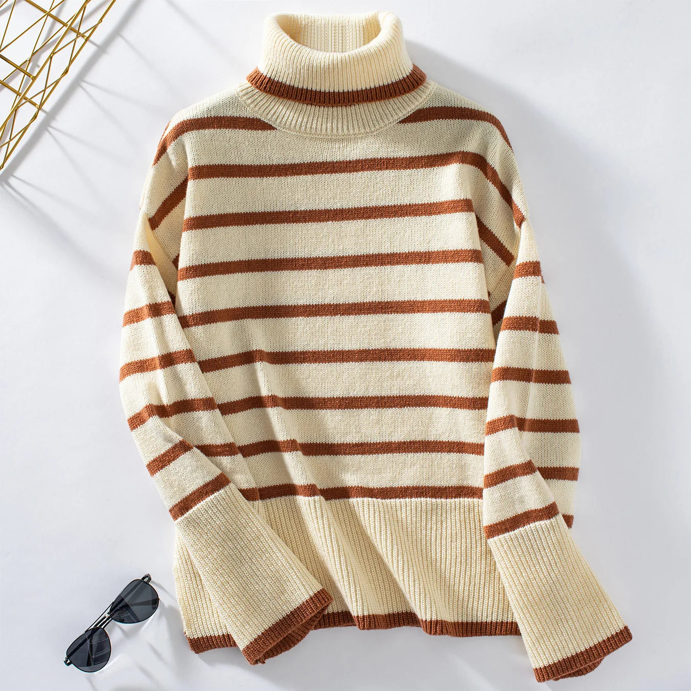 Yolani Jumper | Herfst Gestreepte Coltrui Gebreide Jumper