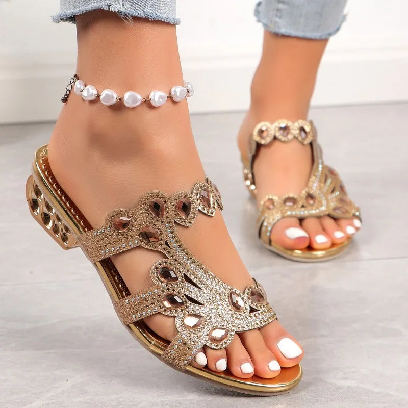 Dames Decoratieve Blokhak Sandalen