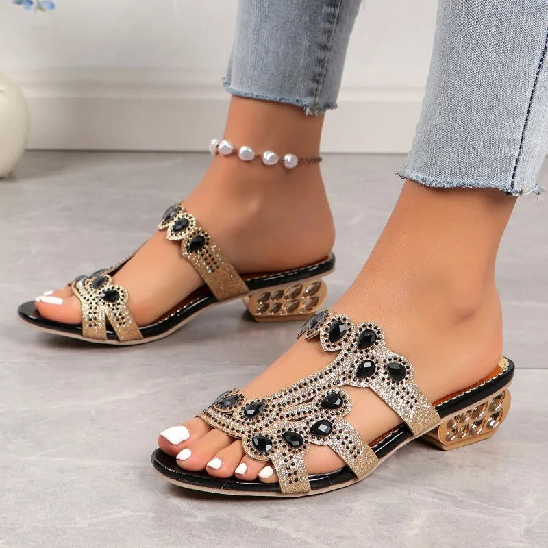 Dames Decoratieve Blokhak Sandalen