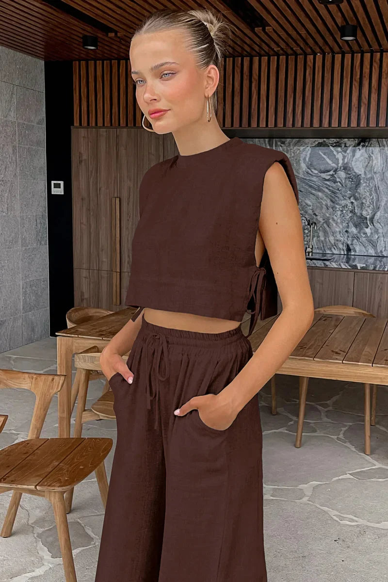 Maudie Set | Dames Tweedelige Crop Top & Broek Set