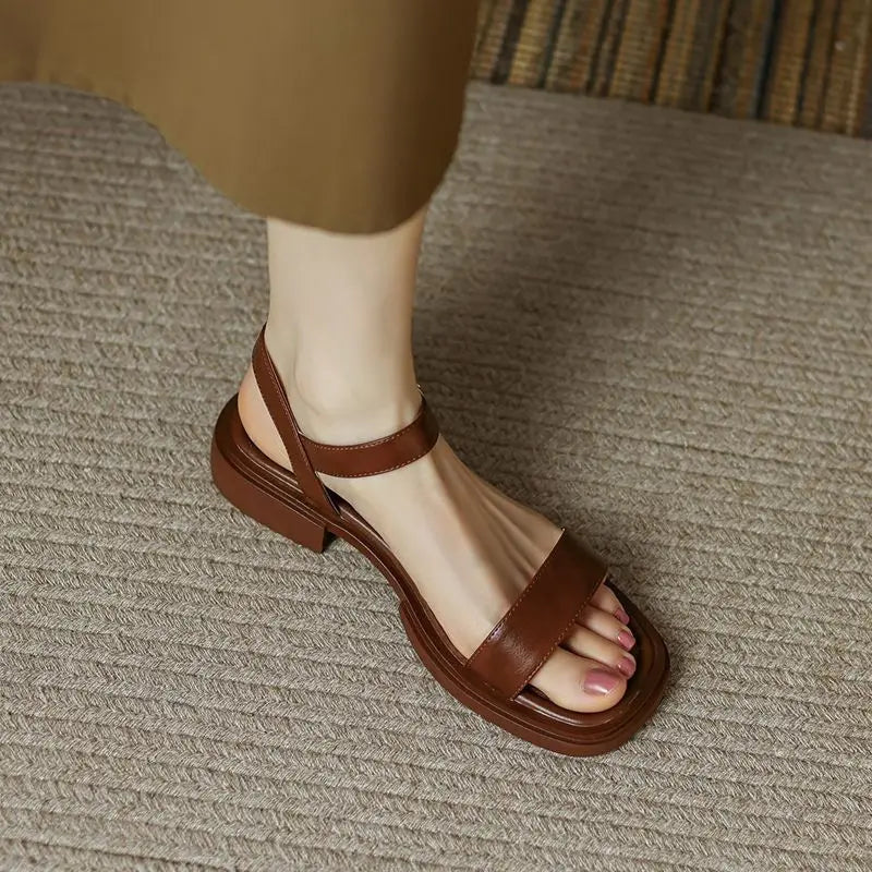 Dames Platte Open Teen Sandalen met Ba
