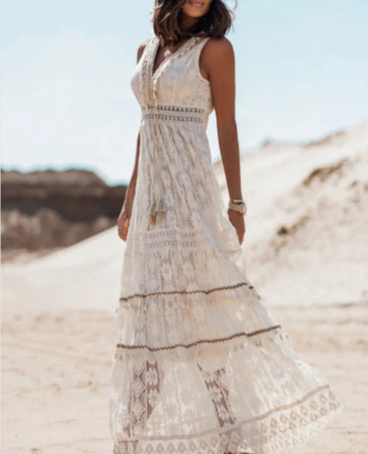 Nishka Jurk | Boheemse Mouwloze Maxi Jurk