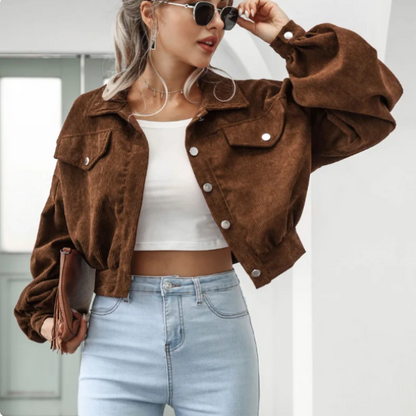 Bina Jacket | Dames Herfst Corduroy Cropped Jacket