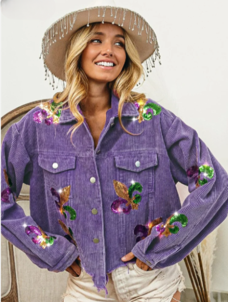 Betta Jacket | Dames Herfst Corduroy Geborduurde Jacket