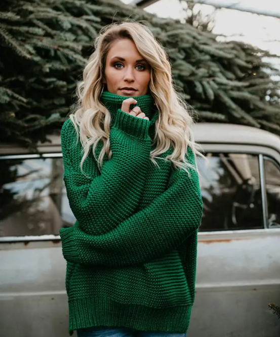 Briana Trui | Dames Herfst Oversized Gebreide Trui met Col