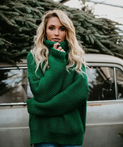 Briana Trui | Dames Herfst Oversized Gebreide Trui met Col