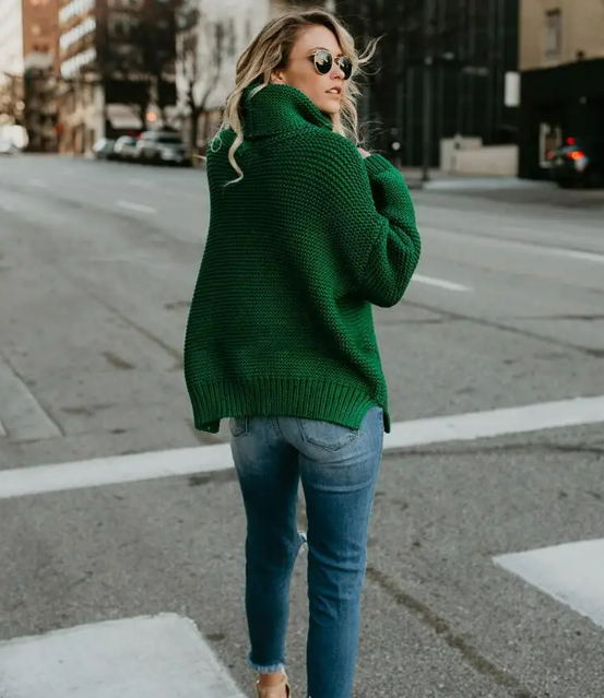 Briana Trui | Dames Herfst Oversized Gebreide Trui met Col