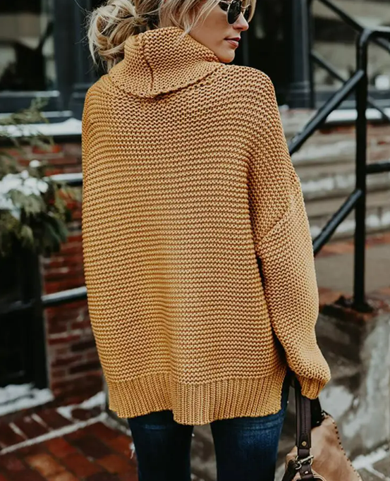 Briana Trui | Dames Herfst Oversized Gebreide Trui met Col