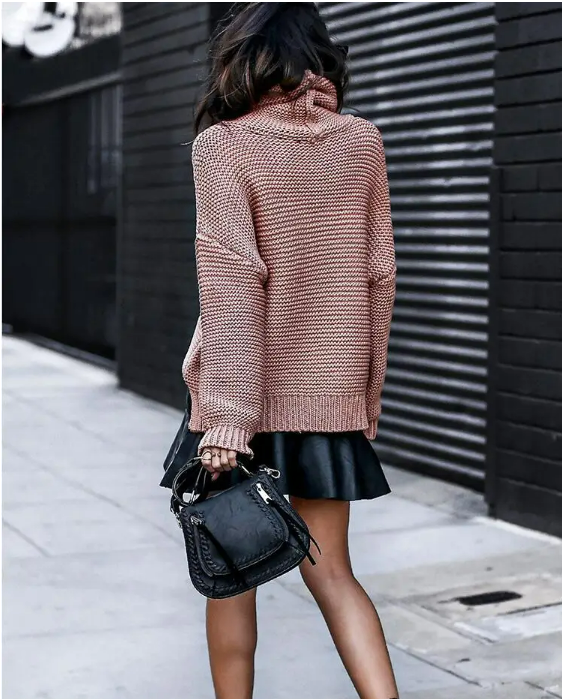 Briana Trui | Dames Herfst Oversized Gebreide Trui met Col