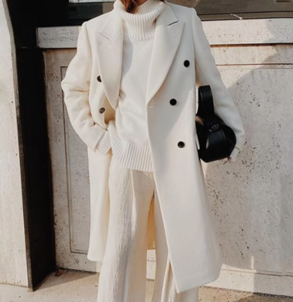 Yazaira Coat | Herfst Lange Double-Breasted Jas