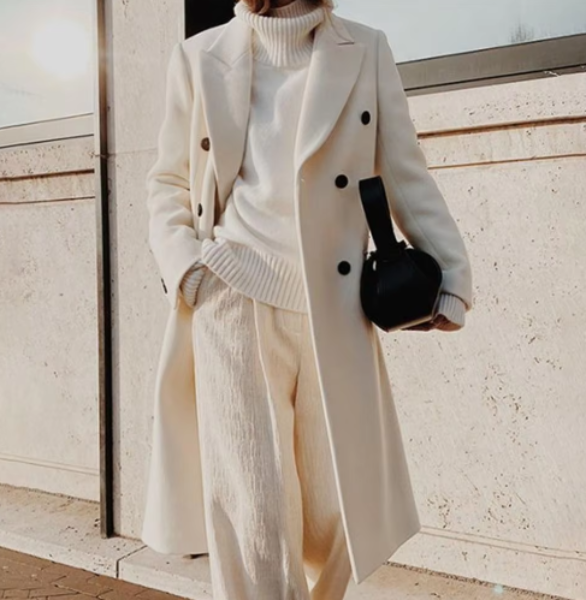 Yazaira Coat | Herfst Lange Double-Breasted Jas