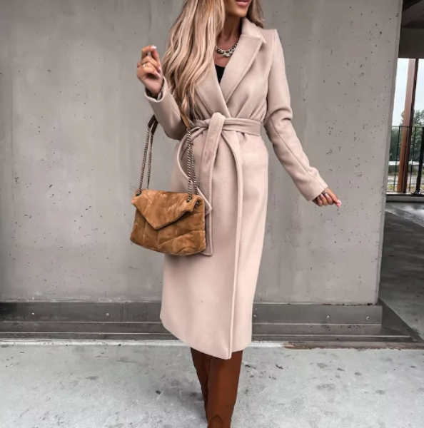 Yazmin Coat | Herfst Lange Jas met Ceintuur