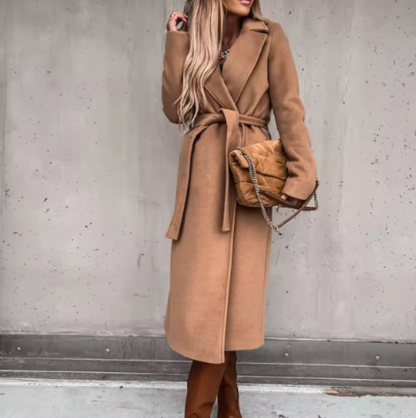 Yazmin Coat | Herfst Lange Jas met Ceintuur