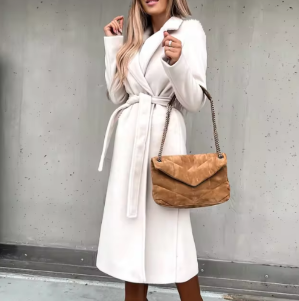 Yazmin Coat | Herfst Lange Jas met Ceintuur
