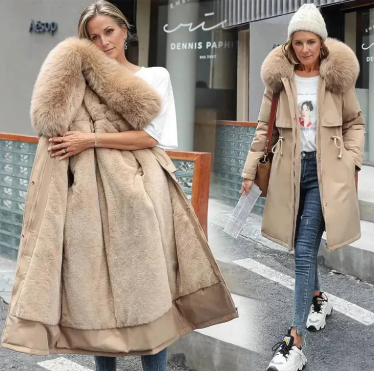 Benyaminah Coat | Dames Winter Jas met Capuchon en Faux Fur Kraag