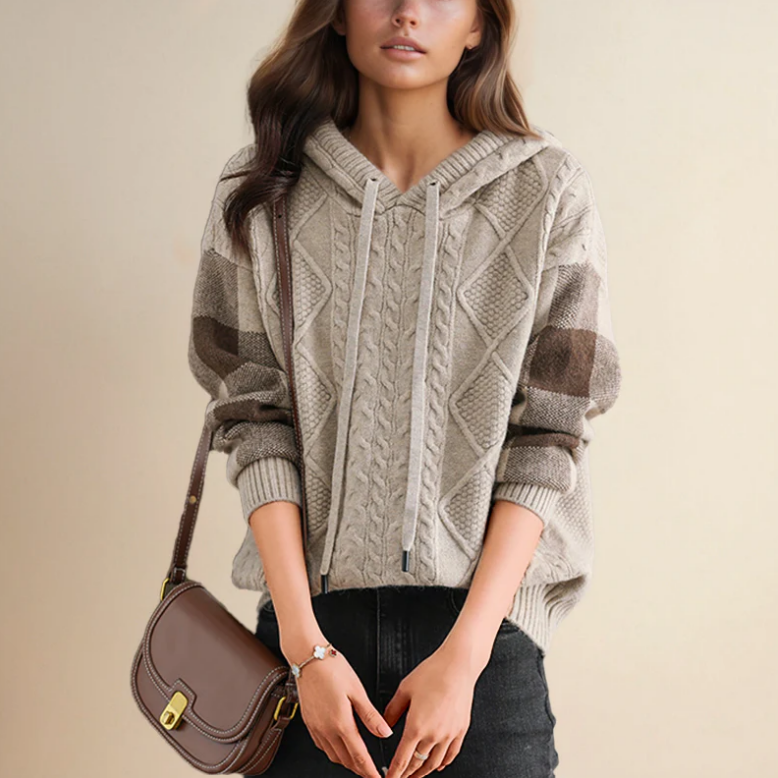 Yeng Jumper | Herfst Gebreide Hoodie Jumper met Kabelpatroon
