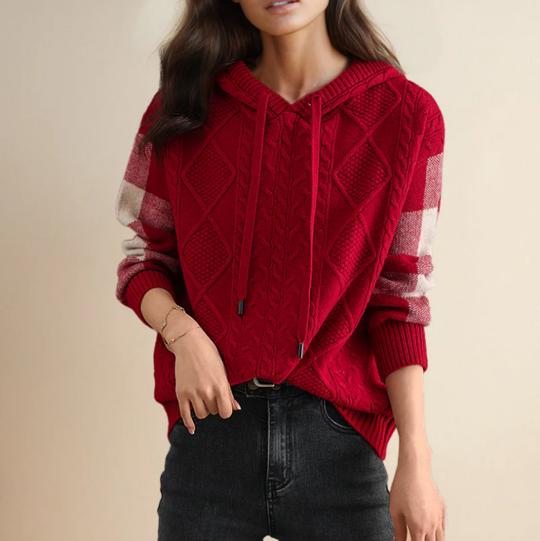 Yeng Jumper | Herfst Gebreide Hoodie Jumper met Kabelpatroon