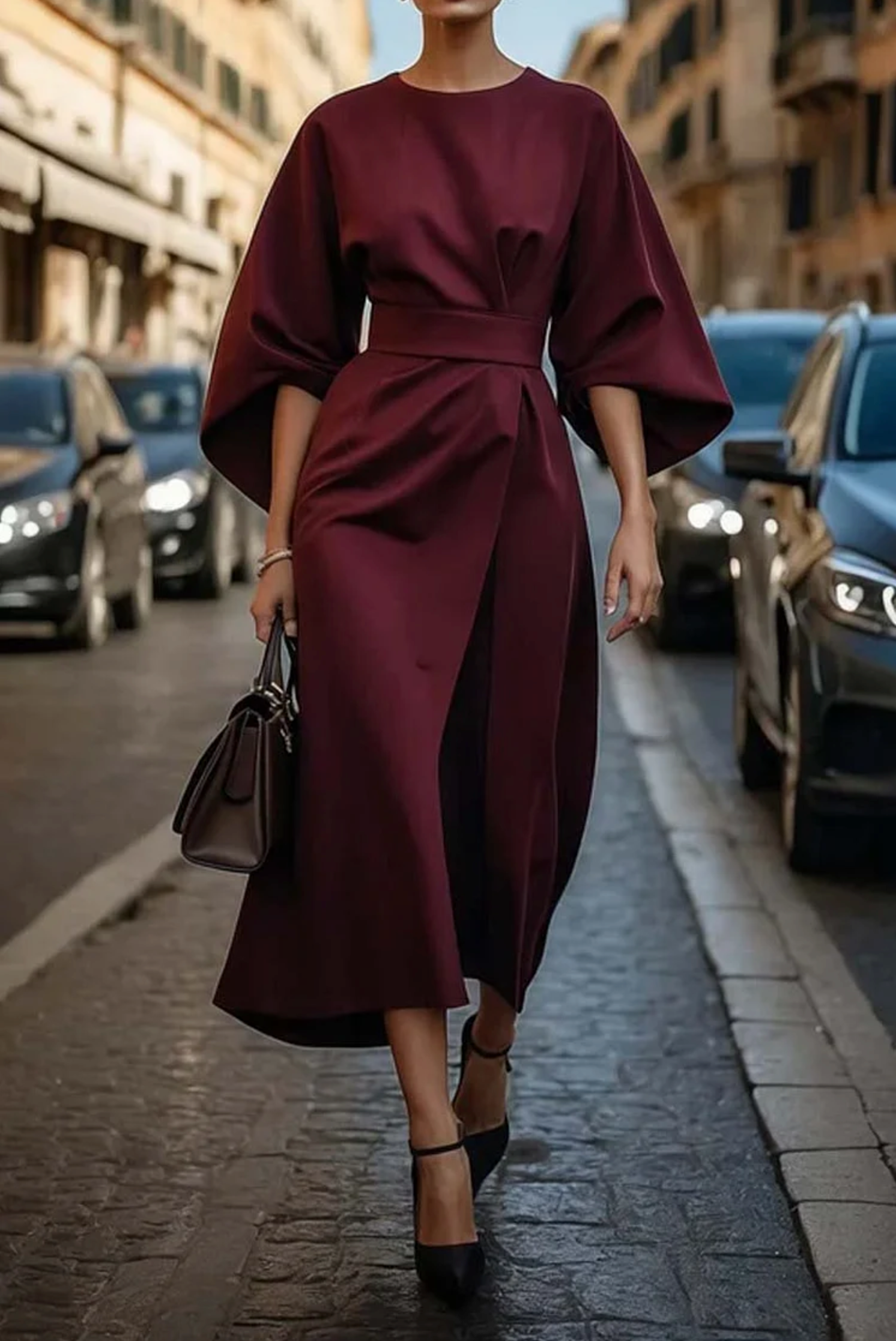 Women's Maxi Dress Lantern Sleeves
