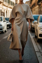 Dames Maxi Jurk Lantaarnmouwen